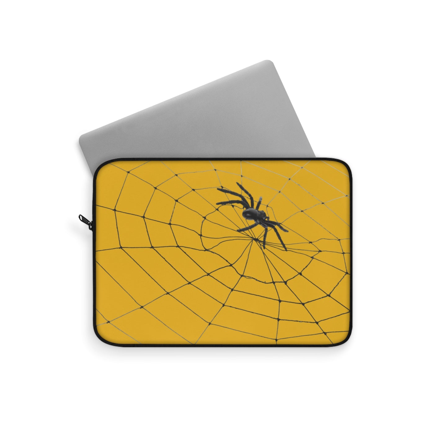 Spider in Web on Yellow Laptop Sleeve | Unique Laptop Case for Teens, Gift for Artists, Computer Sleeve, Geeky Tech Accessories
