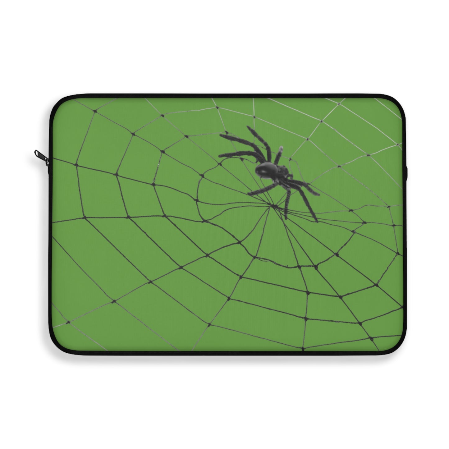Spider in Web on Green Laptop Sleeve | Unique Laptop Case for Teens, Gift for Artists, Computer Sleeve, Geeky Tech Accessories