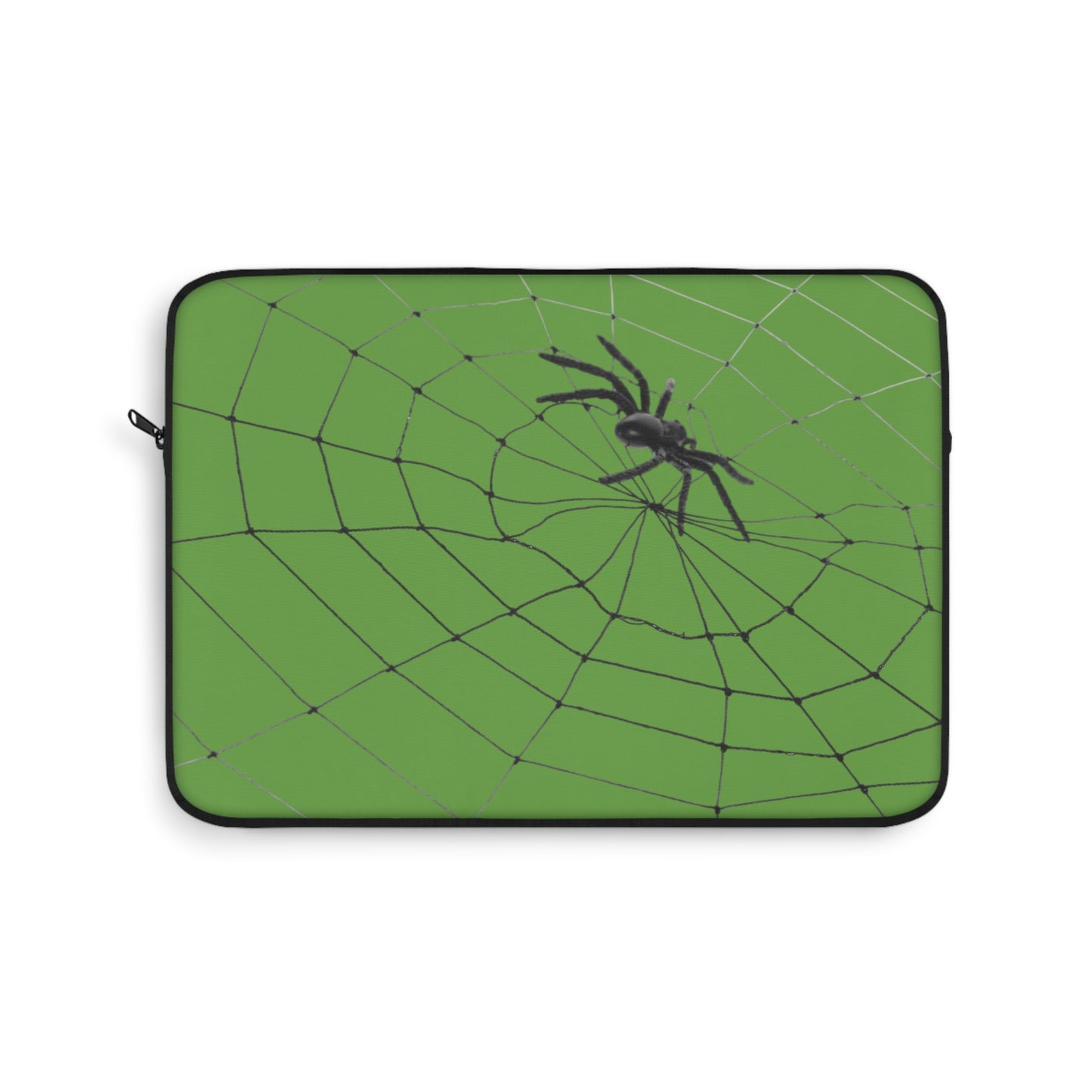Spider in Web on Green Laptop Sleeve | Unique Laptop Case for Teens, Gift for Artists, Computer Sleeve, Geeky Tech Accessories