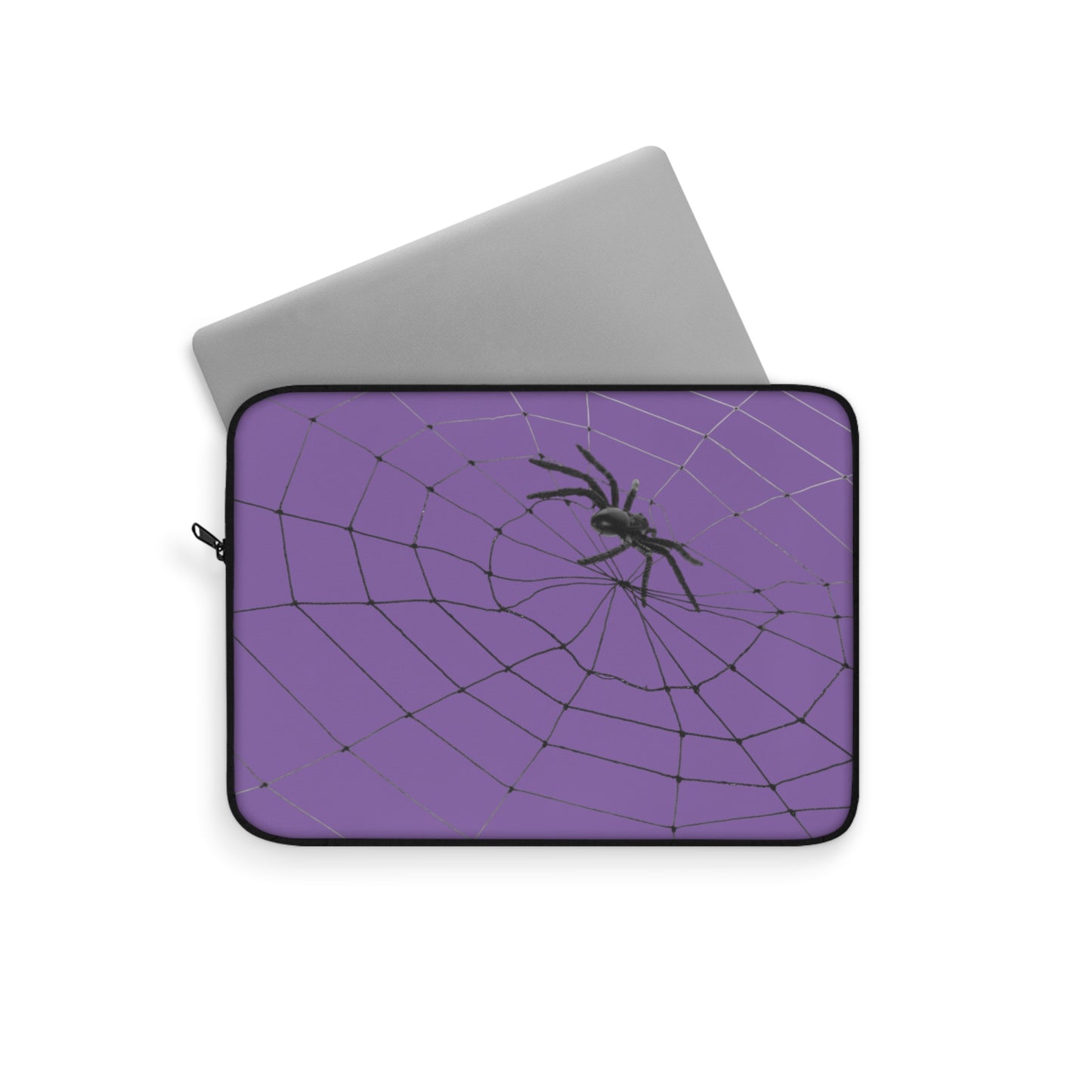 Spider in Web on Light Purple Laptop Sleeve | Unique Laptop Case for Teens, Gift for Artists, Computer Sleeve, Geeky Tech Accessories