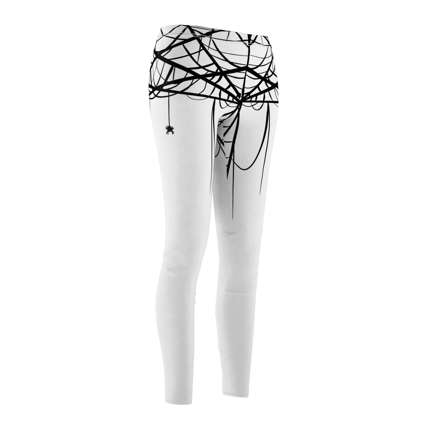 Bold Spider Web on White Leggings | Halloween Fashion, Casual Wear, Gym Leggings, Unique Design, Workout Pants