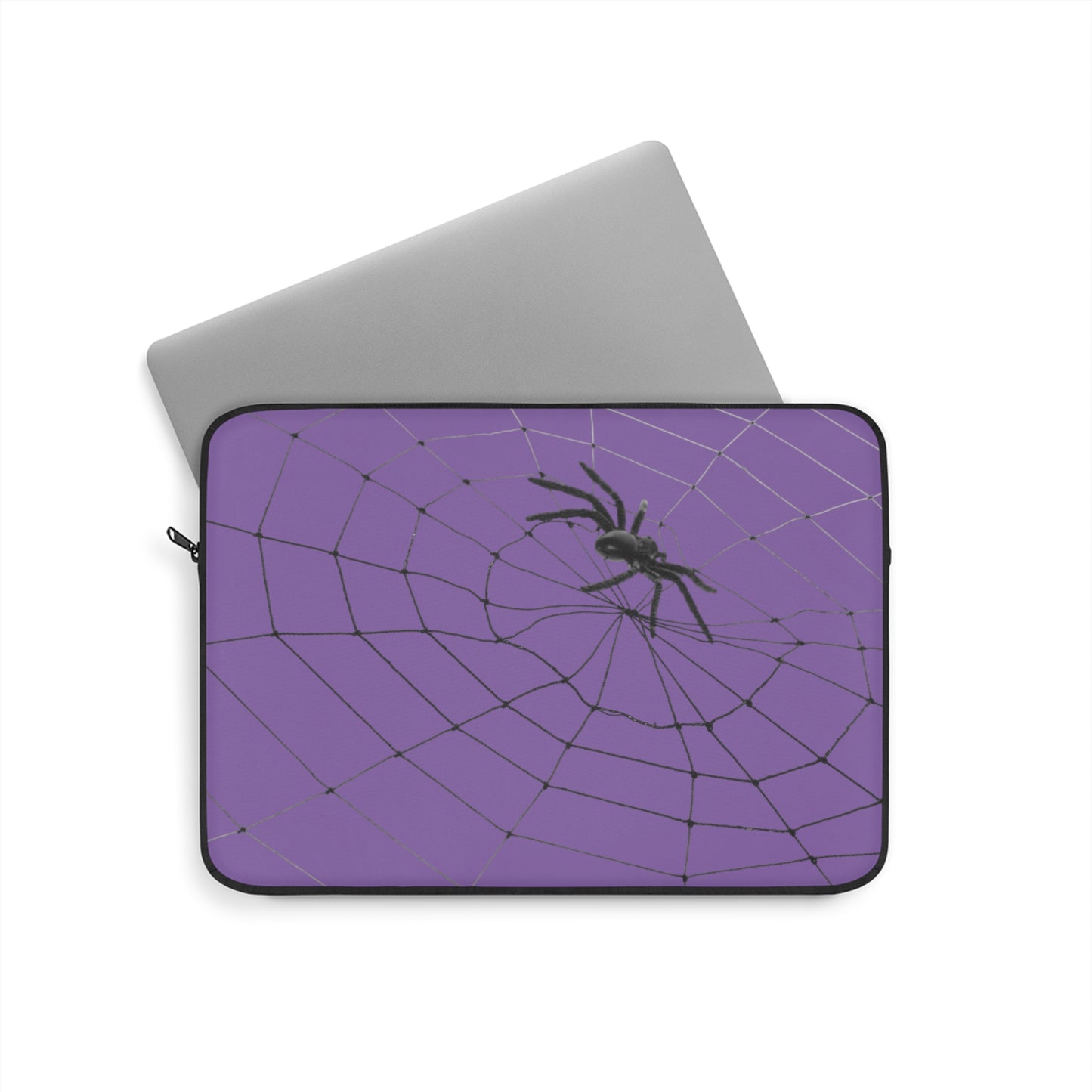 Spider in Web on Light Purple Laptop Sleeve | Unique Laptop Case for Teens, Gift for Artists, Computer Sleeve, Geeky Tech Accessories