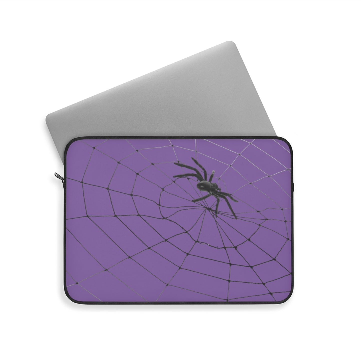 Spider in Web on Light Purple Laptop Sleeve | Unique Laptop Case for Teens, Gift for Artists, Computer Sleeve, Geeky Tech Accessories