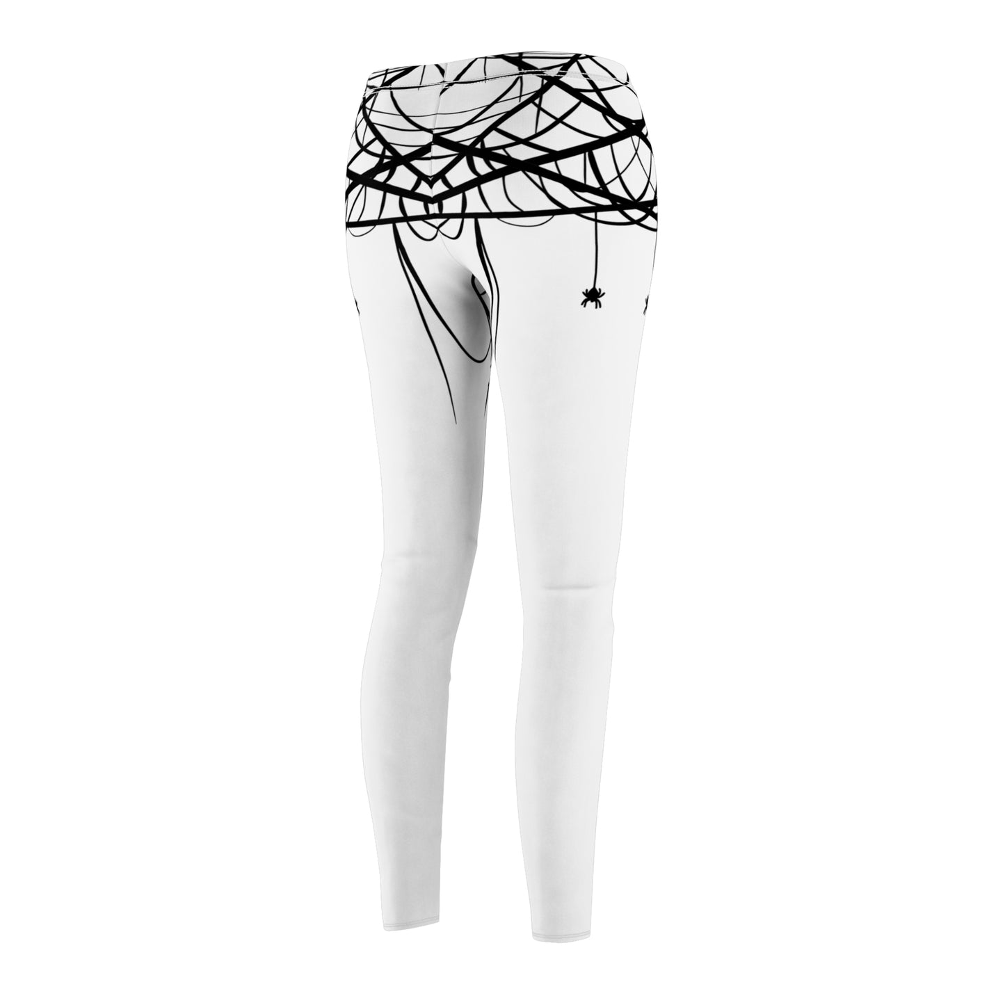 Bold Spider Web on White Leggings | Halloween Fashion, Casual Wear, Gym Leggings, Unique Design, Workout Pants