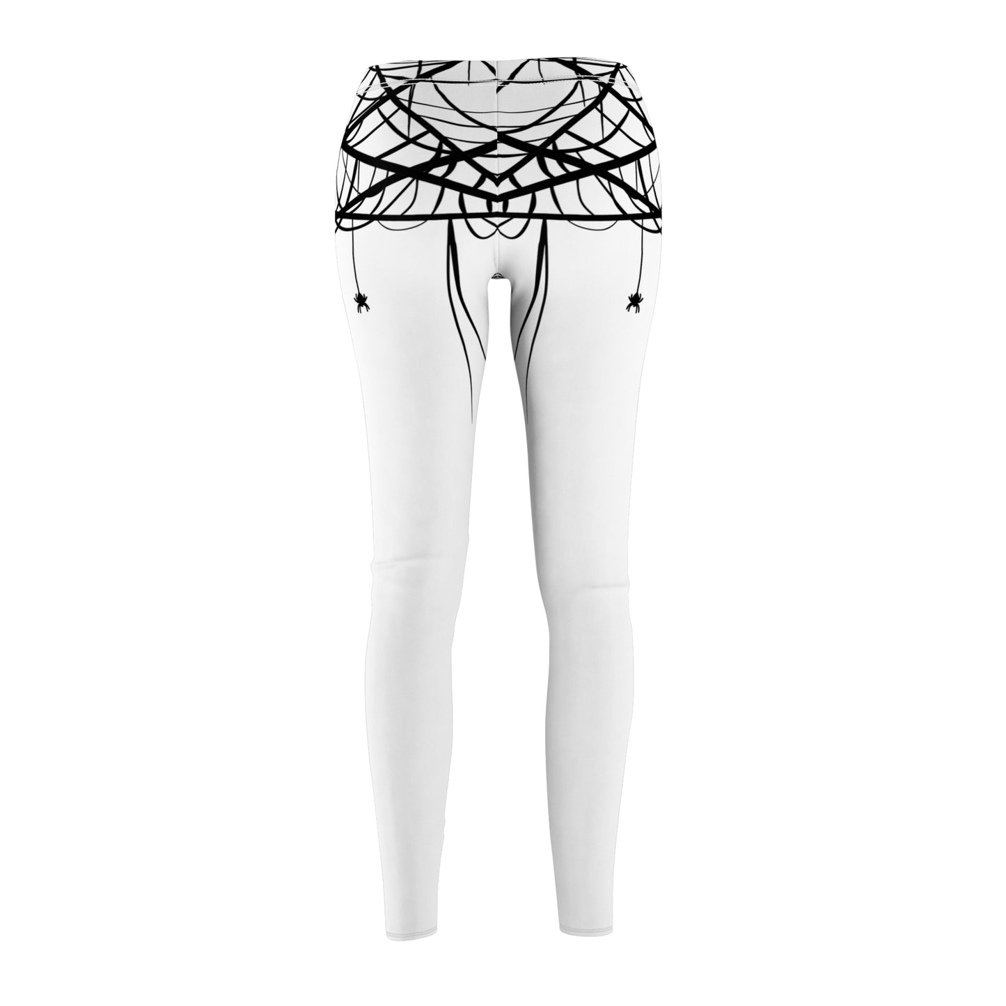 Bold Spider Web on White Leggings | Halloween Fashion, Casual Wear, Gym Leggings, Unique Design, Workout Pants