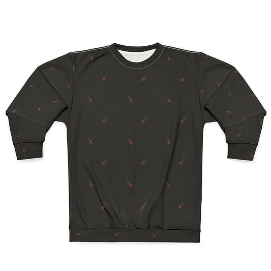 Spider Pattern 0n Black Unisex Sweatshirt - Cozy Halloween Style, Fall Fashion, Graphic Jumper, Unique Gift, Streetwear