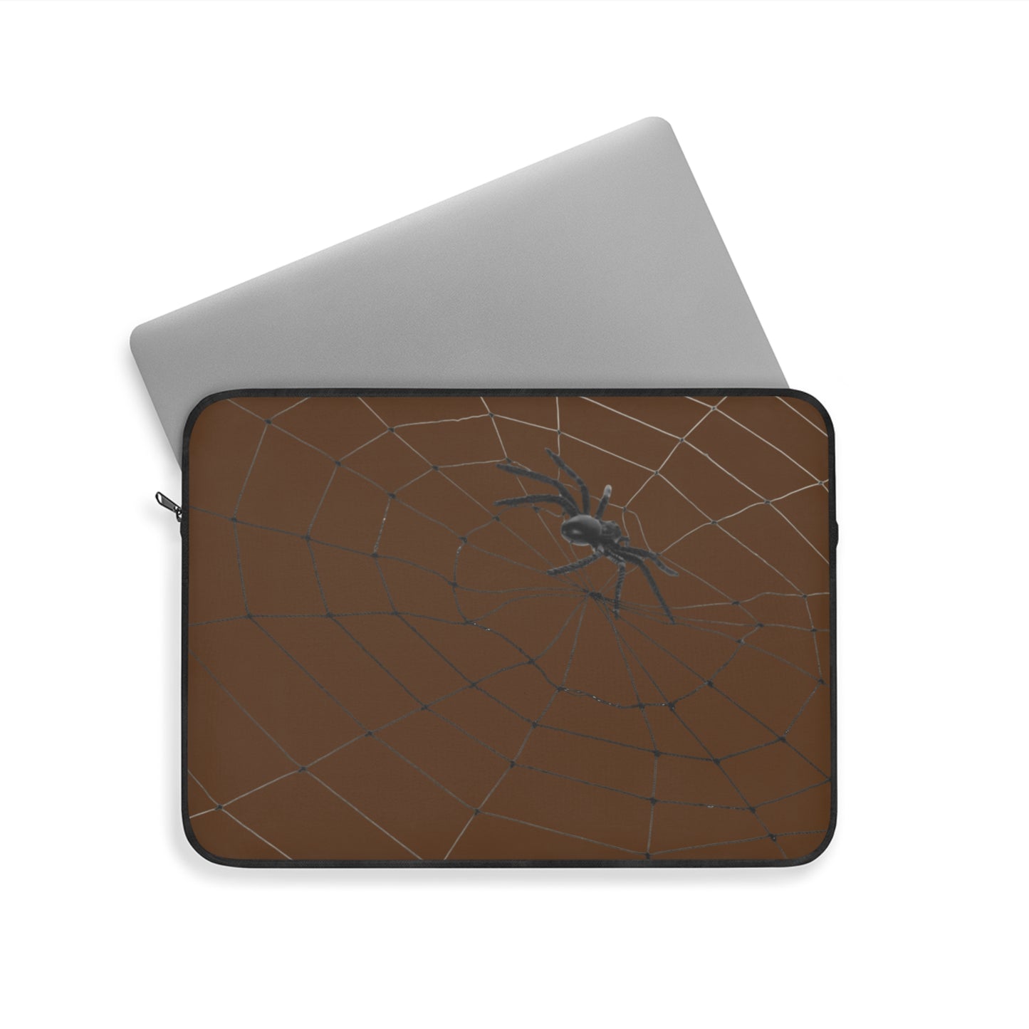 Spider in Web on Brown Laptop Sleeve | Unique Laptop Case for Teens, Gift for Artists, Computer Sleeve, Geeky Tech Accessories
