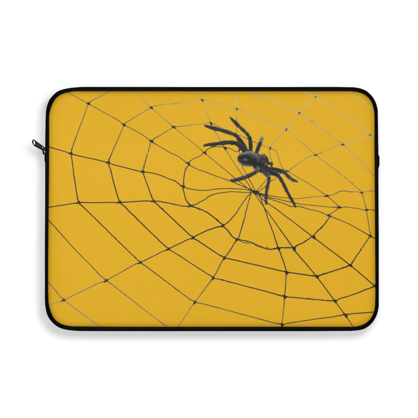 Spider in Web on Yellow Laptop Sleeve | Unique Laptop Case for Teens, Gift for Artists, Computer Sleeve, Geeky Tech Accessories