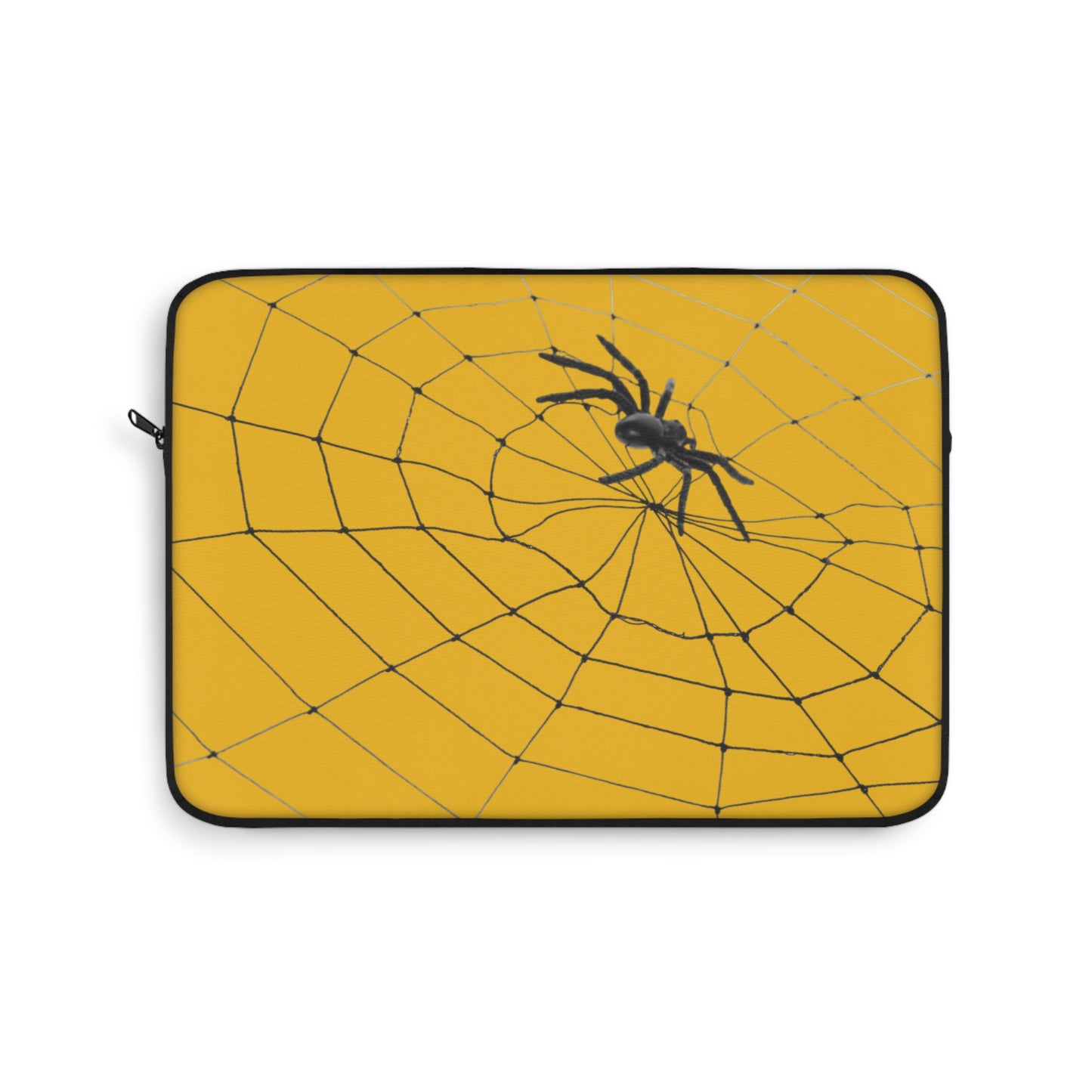 Spider in Web on Yellow Laptop Sleeve | Unique Laptop Case for Teens, Gift for Artists, Computer Sleeve, Geeky Tech Accessories