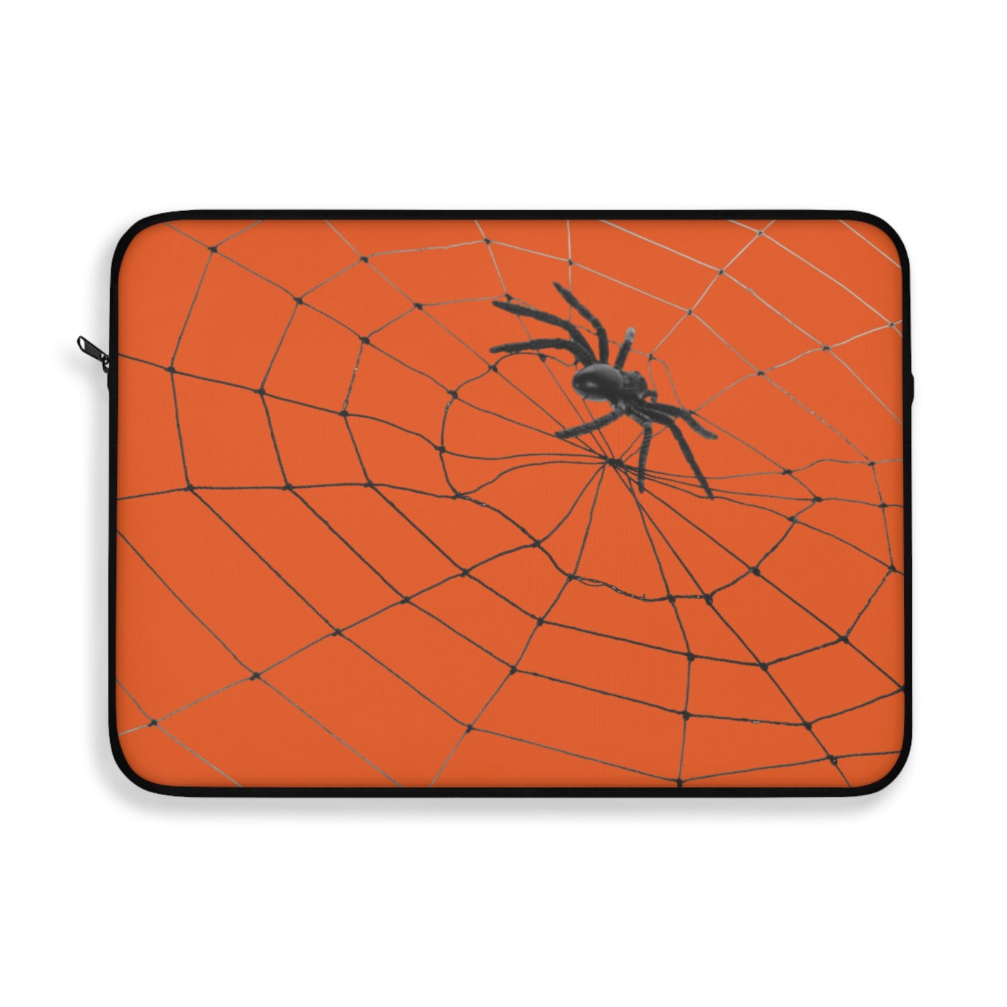 Spider in Web on Orange Laptop Sleeve | Unique Laptop Case for Teens, Gift for Artists, Computer Sleeve, Geeky Tech Accessories