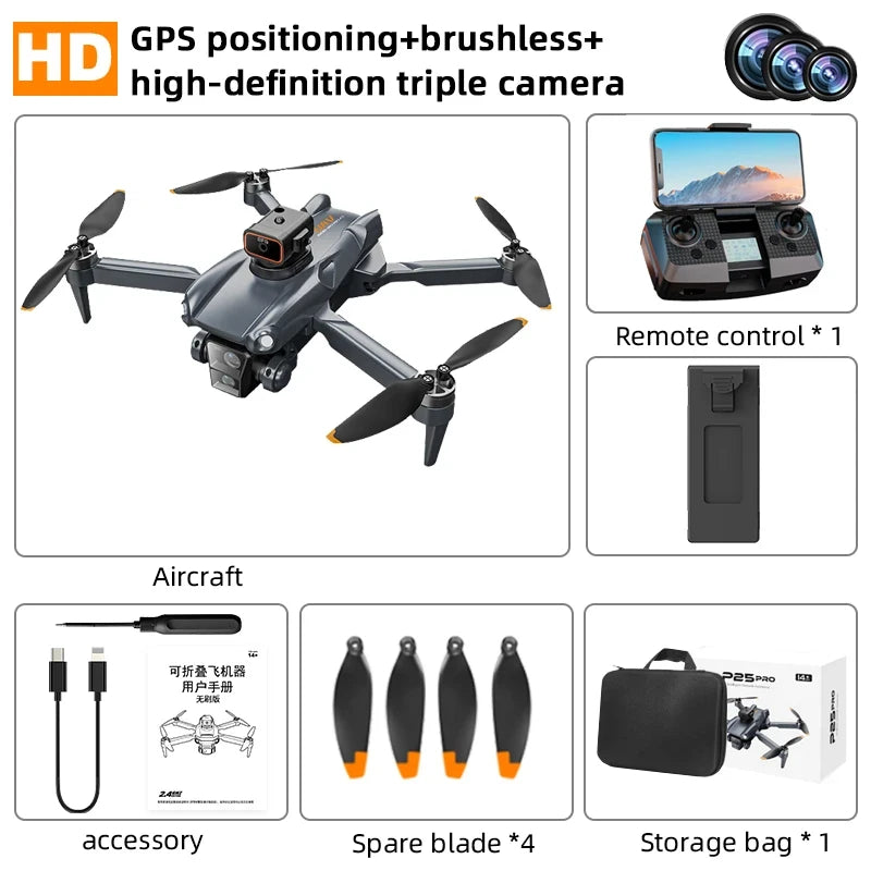 P25 RC Drone GPS 8K Professional with Camera 5G WIFI 360° Obstacle Avoidance FPV Brushless Motor RC Quadcopter Mini Drone