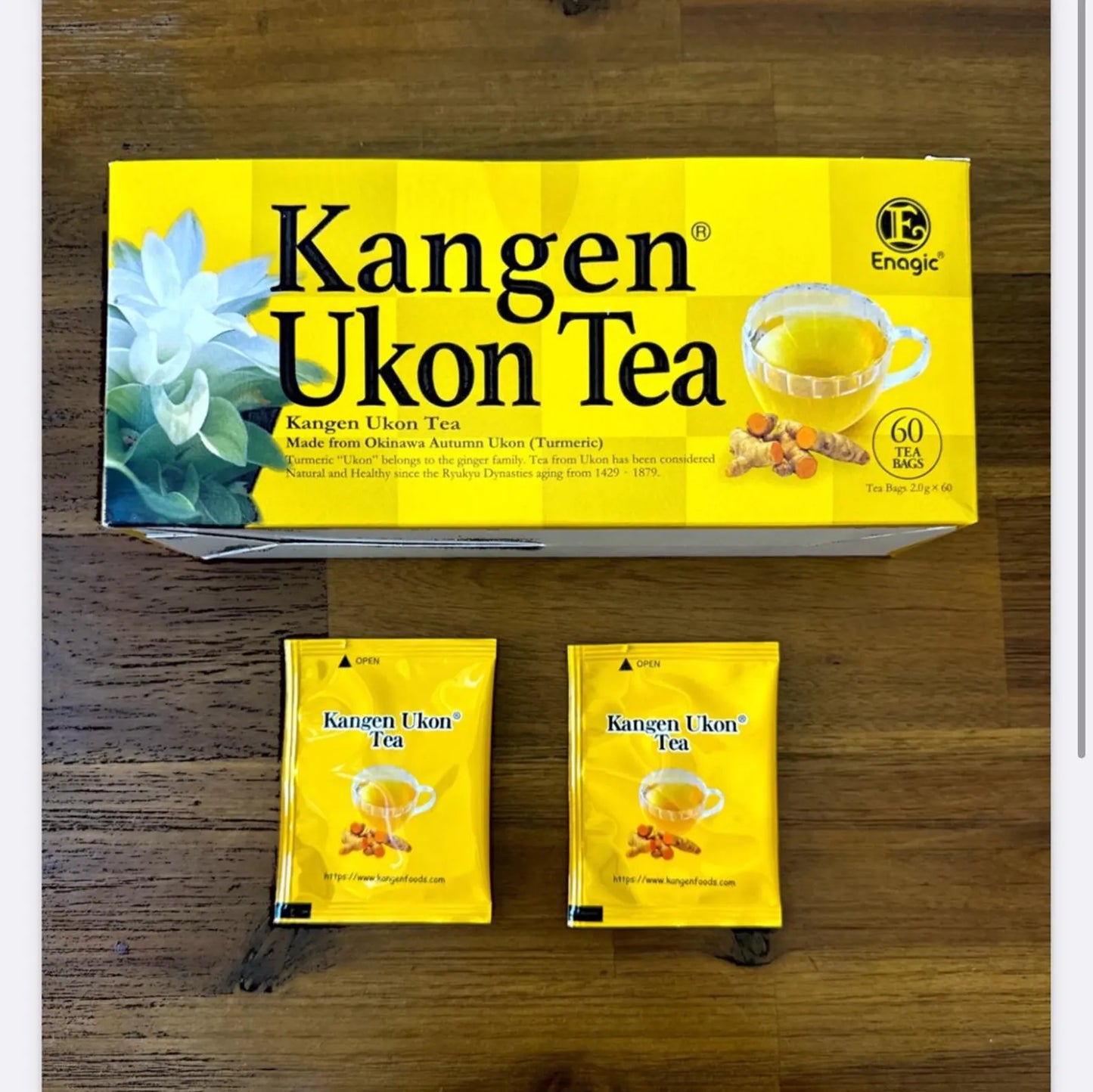 Kangen Ukon Tea made from Okinawa Autumn Ukon (Turmeric) by Enagic 60 Bags 100% Organic, Sealed New