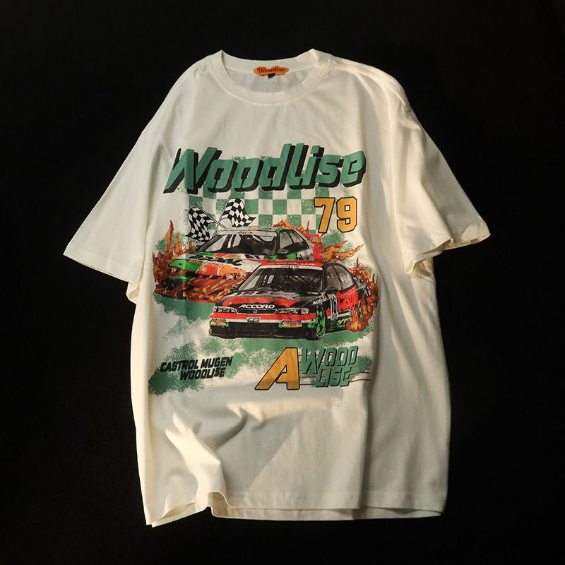 Fashionable Vintage Racing Cars Graphic T Shirts For Men