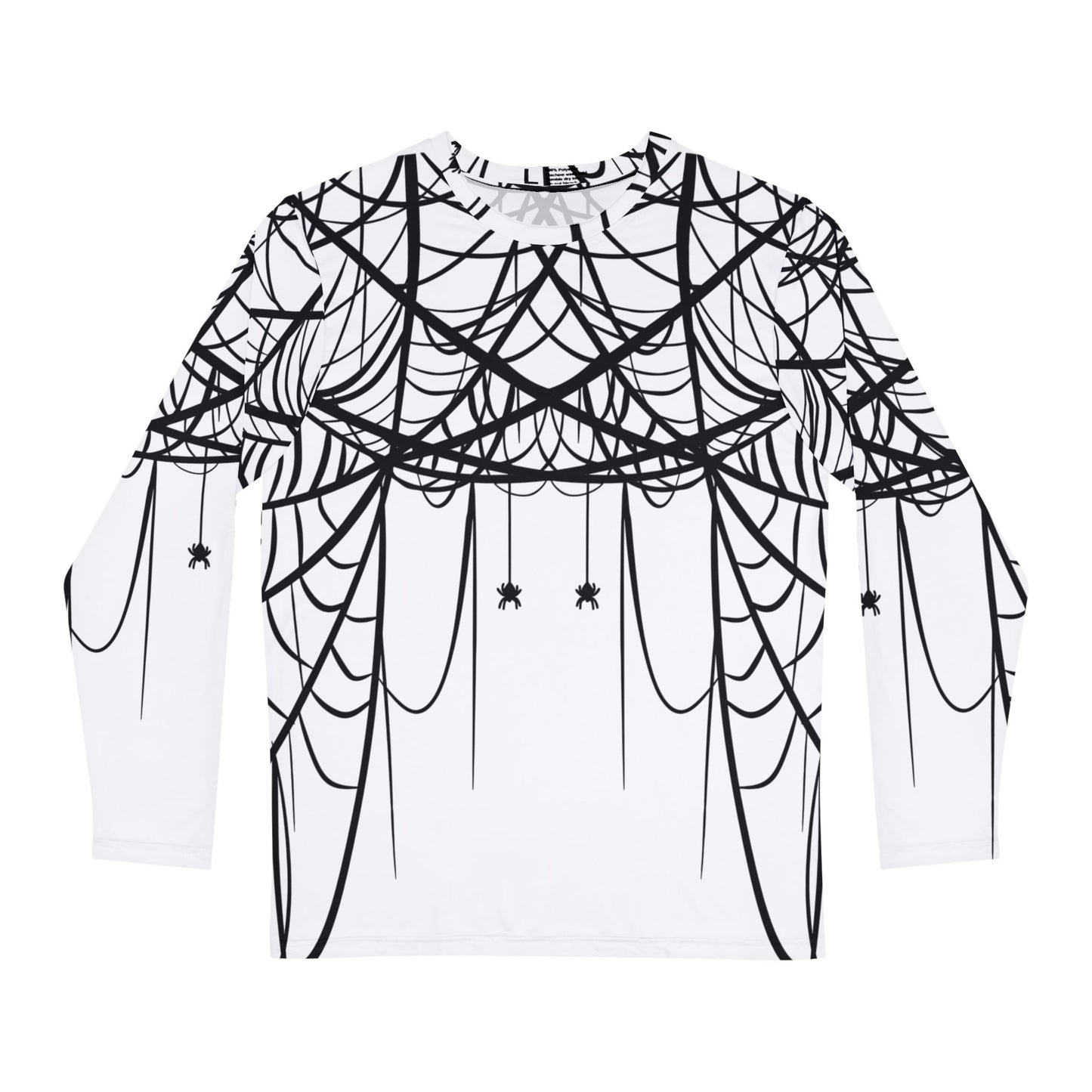 Men's White Long Sleeve Shirt White with Double Spiderweb Design - Perfect for Halloween, Casual Wear, Gifts, and Parties