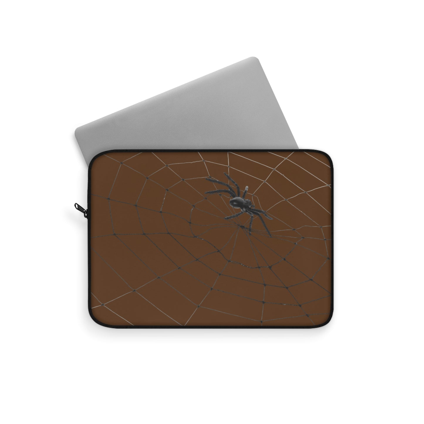 Spider in Web on Brown Laptop Sleeve | Unique Laptop Case for Teens, Gift for Artists, Computer Sleeve, Geeky Tech Accessories