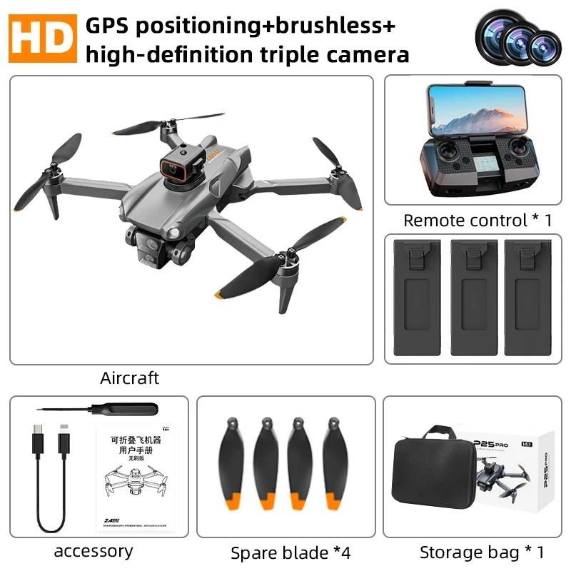 P25 RC Drone GPS 8K Professional with Camera 5G WIFI 360° Obstacle Avoidance FPV Brushless Motor RC Quadcopter Mini Drone