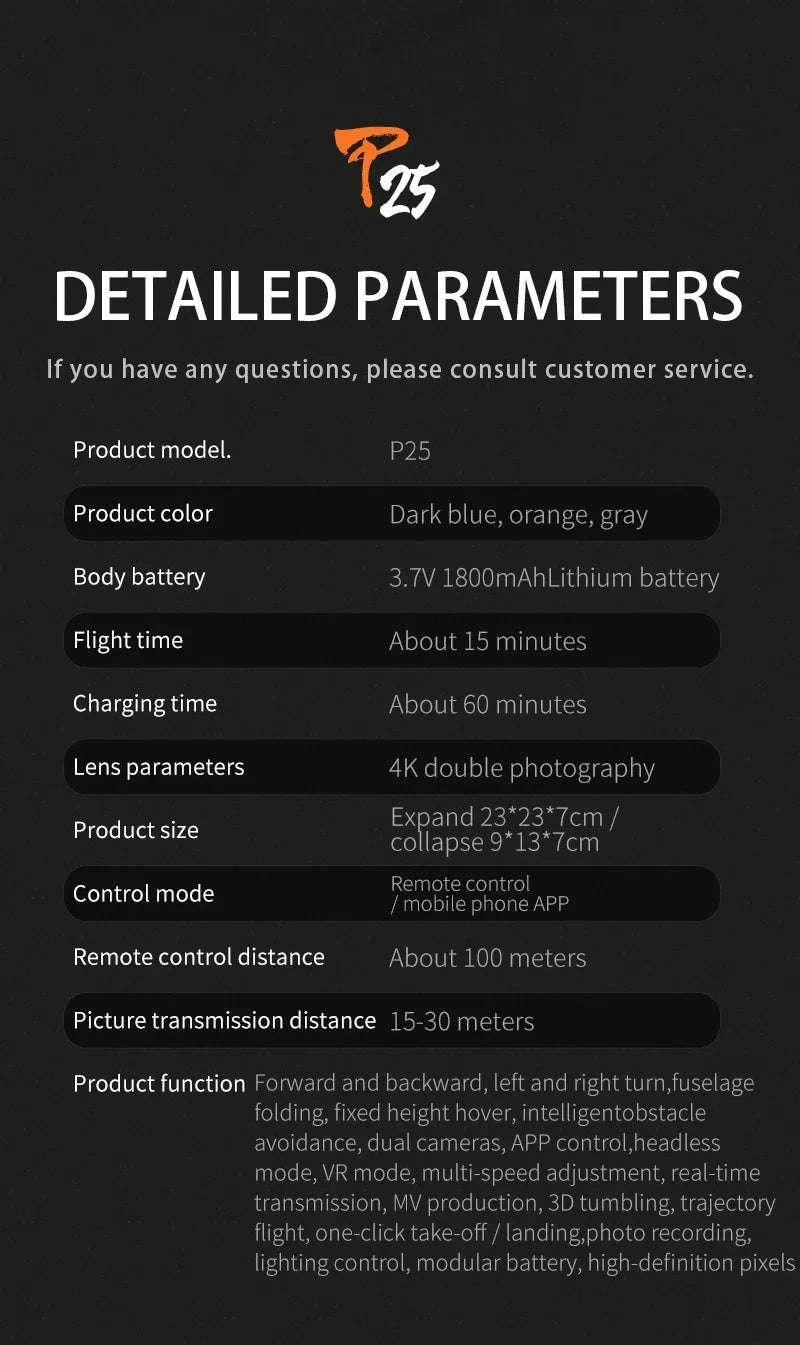 P25 RC Drone GPS 8K Professional with Camera 5G WIFI 360° Obstacle Avoidance FPV Brushless Motor RC Quadcopter Mini Drone