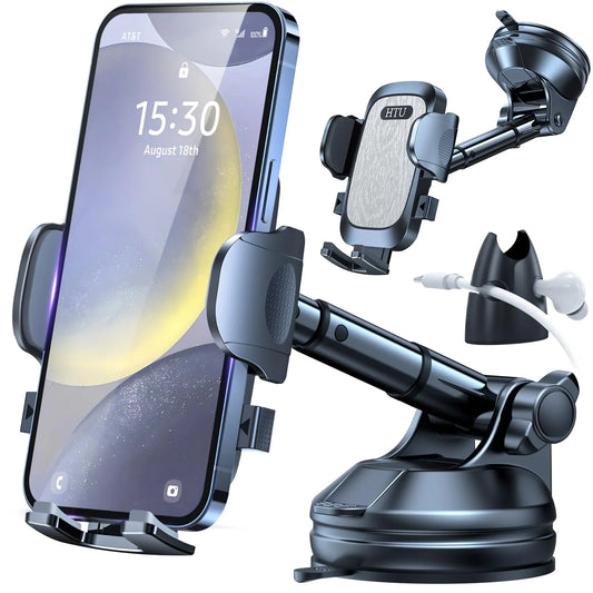 HTU Car Phone Holder Mount Phone Mount for Car Windshield Dashboard Air Vent Universal Hands Free Automobile Cell Phone Holder Fit for iPhone SmartphoneLight Grey